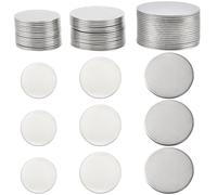 SUNNYCLUE 1 boîte de 48 pièces de 25mm 30mm 35mm Étiquettes Vierges en Acier Inoxydable Disques Métalliques Estampés en Vrac Grand Patch Rond Plat en Argent Gravable pour Bricolage Bijoux Artisanat