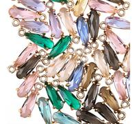 SUNNYCLUE 1 boîte de 50 breloques en Forme de Larme Breloques en Verre à Facettes Pendentifs Ovales en Forme de Goutte D'Eau en Cristal Coloré Mélangé Aléatoire avec Anneau en Laiton Doré pour la Fabr