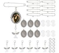SUNNYCLUE 1 boîte de 50 pièces à Monter Soi Même (10 Ensembles) : Breloques Photo pour Bouquet de Mariage Broche Commémorative Pendentifs Ange Argentés Épingles à Bouquet pour Les Mariés Cadeaux pour