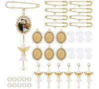 SUNNYCLUE 1 boîte de 50 pièces Kit de Création de Broches et Breloques Photo pour Bouquet de Mariée Pendentifs Ange Dorés Décoration Florale pour Les Mariés et Les Invités