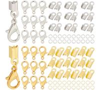 SUNNYCLUE 1 boîte de 500 Kits de Bijoux Embouts de Cordon Repliables Embouts de Sertissage Embouts de Cordon Fermoirs à Pince de Homard Anneaux Ouverts Embouts de Cordon pour la Fabrication de Bijoux