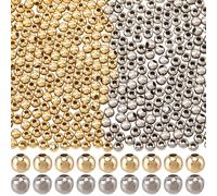 SUNNYCLUE 1 boîte de 500 Perles Rondes en Acier Inoxydable de 3mm Perles D'Espacement Rondes Dorées et Argentées Petites Perles Creuses Lisses et Brillantes sans Couture Idéales pour la Création de B