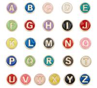 SUNNYCLUE 1 boîte de 52 perles de L'Alphabet en Alliage avec Lettres en Métal en Vrac, Lettres Initiales Rondes et Plates en Alliage Multicolores en Émail pour la Fabrication de Bijoux, Accessoires de