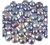 SUNNYCLUE 1 boîte de 53 pièces de Perles Baroques 5~7 mm d'eau Douce Perles Culture Naturelles Ovales Véritables Bleu Nuit en Vrac pour la Fabrication Bijoux Assortiments