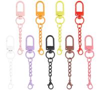 SUNNYCLUE 1 boîte de 54 fermoirs Porte Clés Pivotants de 9 couleurs Fermoirs Mousquetons Colorés en Métal avec Ressort et Chaînette pour Porte Clés Breloques de Sac à Main Décoration et Accessoires de