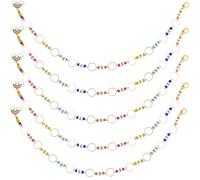 SUNNYCLUE 1 boîte de 6 compteurs de Rangées de Chaîne à Tricoter, Joli Numéro 0~9, perles de Verrouillage, Marqueur de Point de Crochet, Breloques en Émail Arc-en-Ciel, Comptage de Rangées Amovibles a