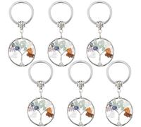 SUNNYCLUE 1 boîte de 6 porte-Clés Arbre de Vie en Vrac Faits à la Main en Pierre de Chakra, Perles en Cristal Naturel, Lapis, Quartz, Perles en Pierre Précieuse, Bonne Chance, Breloques de Yoga Rondes