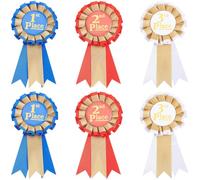 SUNNYCLUE 1 boîte de 6 Rubans de Récompense (Blanc Rouge Bleu) : 1e 2e 3e (1)ER (2)E (3)E Ruban de Reconnaissance pour Les Événements Sportifs Les Compétitions et Les Concours Scolaires