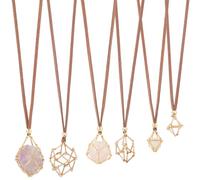 SUNNYCLUE 1 boîte de 6 supports de Collier en Cristal de 3 tailles Support de Cage en Pierre Barre en Laiton Doré Connectée Cage de Pierre Précieuse Vide Colliers Chaîne Cordons en Daim Synthétique po