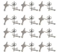 SUNNYCLUE 1 boîte de 60 boucles D'Oreilles en Forme D'Étoile en Argent et 80 écrous de Boucles D'Oreilles Étoiles à Cinq Branches en Acier Inoxydable pour la Fabrication de Bijoux et les Loisirs Créat