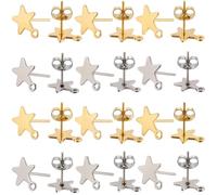 SUNNYCLUE 1 boîte de 60 boucles D'Oreilles Étoiles avec Boucle et 80 fermoirs D'Oreilles en Acier Inoxydable Véritable Plaqué Or 18 carats Étoiles à Cinq Branches pour la Fabrication de Bijoux, Loisir