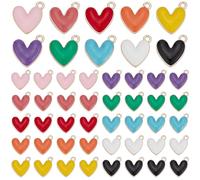 SUNNYCLUE 1 boîte de 60 Breloques en Forme de Cœur Émaillées de 10 Couleurs en Alliage Métallique pour la Saint Valentin la Fête des Mères la Création de Bijoux (Colliers Bracelets Boucles d'oreilles