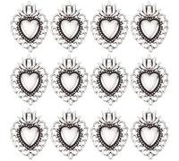 SUNNYCLUE 1 boîte de 60 Breloques en Forme de Cœur Sacré Breloques en Forme de Cœur Style Tibétain Argent Antique Pendentifs en Alliage d'amour pour la Saint Valentin Breloques pour la Fabrication de