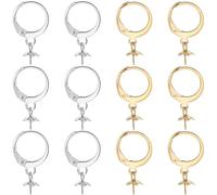SUNNYCLUE 1 boîte de 60 pièces de 304 Boucles d'oreilles Créoles en Acier Inoxydable Dorées Hypoallergéniques Rondes à Levier avec Crochets Français pour la Fabrication de Bijoux