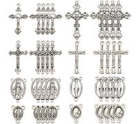 SUNNYCLUE 1 boîte de 80 breloques en forme de croix chapelet en argent - 8 styles - Crucifix - Style tibétain - En alliage - Bijoux, colliers, loisirs créatifs