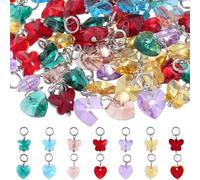 SUNNYCLUE 1 boîte de 84 breloques en Forme de Cœur et de Papillon 14 styles Petit Cœur en Verre Breloques Papillons en Cristal à Facettes Colorées pour la Fabrication de Bijoux Bracelets Colliers Bouc