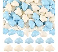 SUNNYCLUE 1 boîte de 84 perles en Acrylique en Forme de Nuage Bleu en Plastique Opaque Peintes au Four Mignonnes Météo Pluie Nuages Blancs Perles D'Espacement en Vrac pour la Fabrication de Bijoux Bra
