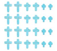 SUNNYCLUE 1 boîte de 90 perles en forme de croix de 3 tailles - Mini perles en forme de croix en vrac - 10/16/25 mm - Bleu synthétique turquoise - Perles de poche en forme de croix pour la fabrication