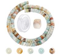 SUNNYCLUE 1 boîte de Fabrication de Bracelets Extensibles à Faire soi-même, Comprenant 1 Brin d'amazonite Jasper Heishi, Disque de Perles d'espacement et 1 Rouleau de Fil élastique de Perles