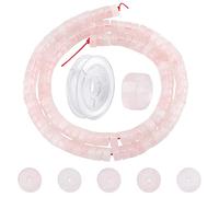 SUNNYCLUE 1 boîte de perles de quartz rose naturel en vrac plat semi-pierre précieuse kit de perles et fil élastique extensible pour adultes bricolage bracelet bijoux fournitures d'artisanat