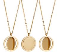 SUNNYCLUE 1 boîte de Supports de Colliers à Graver Ronds en Acier Inoxydable Doré Double Face avec Pendentif et Chaînes pour Kit de Création de Bijoux (Cadeau d'anniversaire pour Femme)