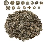 SUNNYCLUE 1 boîte D'Environ 100 grammes de Capuchons de Perles en Bronze Antique Capuchons de Perles en Métal en Vrac Assortiment de Perles Tibétaines en Alliage Vintage Entretoises Creuses Florales p