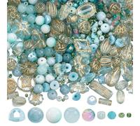 SUNNYCLUE 1 boîte D'Environ 185g de Perles Acryliques Bleues Assorties Perles de Verre de Formes Mixtes en Vrac en Plastique Graines Vertes Imitation Pierre Turquoise Espaceurs en Vrac pour la Fabrica