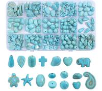 SUNNYCLUE 1 boîte D'Environ 240 pièces de 17 styles Assortis de Perles Turquoises Perles Tortues en Vrac Bohème Teintes Océan Été Pierres Précieuses Multiformes Entretoises en Vrac en Forme D'Étoile d