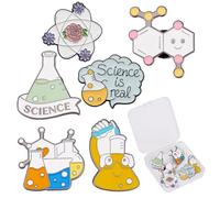 SUNNYCLUE 1 boîte d'épingles scientifiques en émail pour laboratoire, jolis badges en émail pour sacs à dos, chimie, cadeaux majeurs, remise de diplôme, scientifique de dessin animé