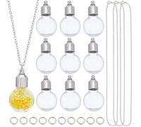 SUNNYCLUE 1 boîte DIY 10 ensembles de Flacons, Colliers, Kit de Fabrication de Flacons en Verre, Pendentifs, Bouchons de Bouteilles à Vis, Bouteilles de Souhaits, Sablier, Souvenir Commémoratif, Porte