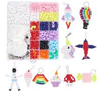 SUNNYCLUE 1 boîte DIY 10 ensembles de Perles de Poney Kit de Perles pour Animaux de Compagnie 8 mm Kit de Fabrication de Porte-Clés pour Animaux de Compagnie Opaque Perle de Poney Résine Artisanat Per