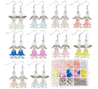 SUNNYCLUE 1 boîte DIY 10 Paires de Boucles d'oreilles Kit de Fabrication de Perles d'ange de Noël Perles D'Espacement d'ailes de Fée Perles de Fleur en Acrylique Breloques d'ange Gardien pour Kits de