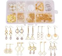 SUNNYCLUE 1 Boîte DIY 10 Paires Géométrique Boucle D Oreille Créant Starter Kit Classique Rond Carré Coeur Triangle Charme Connecteur Fabrication de Bijoux Fournitures Artisanat