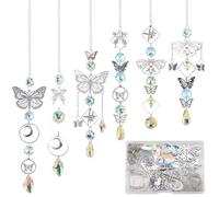 SUNNYCLUE 1 boîte DIY 4 ensembles Kits Attrape Soleil Cristal Papillon Attrape Soleil Prisme Arc en Ciel Créateur Étoile Lune Papillons Attrape Soleil Suspendus pour Fenêtres Intérieur Extérieur Maiso