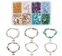 SUNNYCLUE 1 boîte DIY 6 ensembles Kit de Fabrication de Bracelet de Mer Perles de Puce de Pierre Naturelle Émail Étoile de Mer Coquille avec Perle Acrylique Perle de Puce de Pierre de Quartz Rose pour