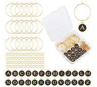 SUNNYCLUE 1 Box 26 Set Wine Glass Tag Charms Drink Identifiers Markers Including Alphabet Letter Alloy Enamel Pendants Brass Charm Rings Jump Rings for Party Favors Decorations