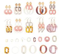 SUNNYCLUE 1 Box DIY Make 10 Pairs Resin Earring Making Kits Oval Linking Ring Charms Rectangle Acrylic Pendants Earring Findings for Adults Beginners DIY Earring Jewellery Making