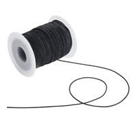 SUNNYCLUE 1 Rouleau de 109 mètres/100 m de Cordon Élastique Noir en Polyester Tressé Ciré de 1mm avec Bobine pour la Fabrication de Bijoux Bracelets Colliers Fournitures de Bricolage