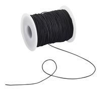 SUNNYCLUE 1 Rouleau de 109 mètres/100 m de Fil Élastique en Polyester Noir pour Perles 0.8mm Fils à Coudre Tressés en Cire Extensible avec Bobine pour la Fabrication de Bijoux Bracelets Colliers Four