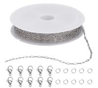 SUNNYCLUE 1 Rouleau de 16.4 m de Chaîne Trombone de 5mm Câble en Acier Inoxydable Anneaux Ouverts Breloques à Maillons Argentés pour la Fabrication de Bijoux Colliers Bracelets Loisirs Créatifs