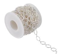 SUNNYCLUE 1 rouleau de Chaîne à Maillons Circulaires de 32.8 pieds/10 m, Bobine de Chaîne Artisanale en Argent, Grands Maillons Ronds en Laiton de 12 mm, Anneaux de Liaison, Collier, Chaînes de Mode B