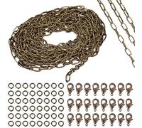 SUNNYCLUE 1 Rouleau Rectangle Fabrication de Bijoux Chaîne en Vrac 5 mm Chaîne de Câble en Bronze Antique avec 20 fermoirs à Homard et 50 Anneaux de Saut pour Bijoux Accessoires, sans