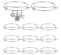 SUNNYCLUE 10 pcs Bracelets Extensibles Bracelets Vierges en Fil en Vrac 304 Bracelets Vierges en Acier Inoxydable Bracelets de Fil à Mémoire Réglables pour la Fabrication de Bijoux Fournitures de Bric