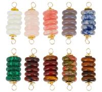 SUNNYCLUE 10 pièces Connecteurs de Pierres Précieuses Breloques Liens en Pierre Naturelle Connecteurs de Lien Enveloppés de Fil Naturel Breloque pour la Fabrication de Bijoux Breloques Femmes Hommes A