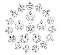 SUNNYCLUE 100 Pcs Pentacle Star Charms Alliage Pendentifs Pentacle Star Charms Pendentif Lucky Charms Fabrication de Bijoux Accessoire pour DIY Boucle d'oreille Collier Bracelet Fabrication