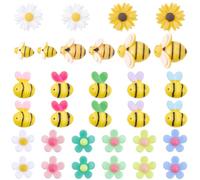 SUNNYCLUE 100 pièce de Breloques Abeilles en Résine Cabochons Tournesol Non Percés Dos Plat Abeilles à Miel 3D Embellissements pour Scrapbooking Coques de Téléphone Boîtes Décoration Création de Bijou
