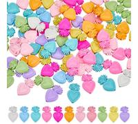 SUNNYCLUE 100 pièce de Perle en Forme de Cœur Sacré Perles Colorées de Saint Valentin en Alliage Peint Par Pulvérisation Arc en Ciel de Pâques Amour Romantique Perles en Métal en Vrac pour la Fabricat