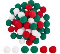 SUNNYCLUE 100 Pompon de Noël de 25mm Boules en Peluche Douce Pompon Moelleux Pompon de Noël Blanc Rouge Vert pour Projets D'Artisanat Fournitures de Loisirs Décoration de Fête de Vacances