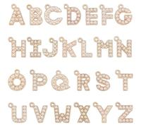 SUNNYCLUE 104 pièce de 26 breloques Lettres en Perles Dorées avec Initiales et Perles D'Imitation Pendentifs Alphabet AZ pour la Création de Bijoux (Bracelets Colliers Ras de Cou Boucles D'Oreilles) L