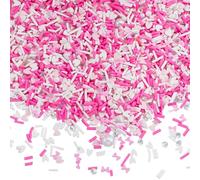 SUNNYCLUE 110G 8 ensembles de Paillettes de Saint Valentin en Tranches D'Argile Polymère en Vrac Perles Roses Cœur Faux Bonbons Décoration de Sucre Artisanat Saupoudrer pour Nail Art Gâteau Étui de Té
